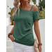 SHEIN Clasi Асимметричная футболка с воротником и пуговицами, зеленый SHEIN Clasi Асимметричная футболка с воротником и пуговицами, зеленый