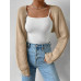 SHEIN EZwear Однотонный базовый укороченный кардиган с открытой передней частью, верблюд SHEIN EZwear Однотонный базовый укороченный кардиган с открытой передней частью, верблюд