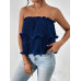 SHEIN Essnce женский однотонный плиссированный топ без бретелек, синий