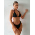 SHEIN Swim BAE Однотонный текстурированный комплект из двух частей купальника, черный