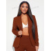SHEIN SXY Женский однобортный пиджак с закругленным воротником, раст браун
