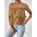 SHEIN Essnce женский однотонный плиссированный топ без бретелек, хаки