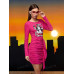 SHEIN 1 шт. Облегающее платье с буквами и фигурами и рюшами и драпировкой по бокам, ярко-розовый