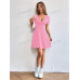 SHEIN EZwear Женское платье с глубоким v-образным вырезом и короткими рукавами с принтом, розовый SHEIN EZwear Женское платье с глубоким v-образным вырезом и короткими рукавами с принтом, розовый