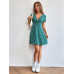 SHEIN EZwear Женское платье с глубоким v-образным вырезом и короткими рукавами с принтом, зеленый