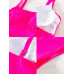 SHEIN Swim Basics: женский ярко-розовый топ танкини без рукавов со сборками, ярко-розовый