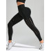 SHEIN Йога Базовые однотонные спортивные леггинсы с вырезами, черный