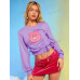 SHEIN Укороченный толстовка с завязками сбоку и мультяшным рисунком, фиолетовый SHEIN Укороченный толстовка с завязками сбоку и мультяшным рисунком, фиолетовый