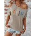 SHEIN Clasi Женская футболка с принтом Love Heart и нерегулярными плечами, абрикос SHEIN Clasi Женская футболка с принтом Love Heart и нерегулярными плечами, абрикос