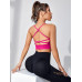 SHEIN Yoga Модный женский бесшовный спортивный бюстгальтер в контрастную полоску, ярко-розовый SHEIN Yoga Модный женский бесшовный спортивный бюстгальтер в контрастную полоску, ярко-розовый