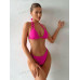 SHEIN Swim BAE Однотонный текстурированный комплект из двух частей купальника, ярко-розовый