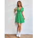 SHEIN EZwear Женское платье с глубоким v-образным вырезом и короткими рукавами с принтом, зеленый