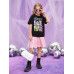 SHEIN SHEIN Kids Y2Kool Tween Girl с рисунком из страз и детальным буквенным узором, черный