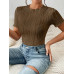 SHEIN Трикотажное боди из однотонной ребристой ткани Frenchy, кофейный коричневый