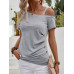 SHEIN Clasi Асимметричная футболка с воротником и пуговицами, светло-серый SHEIN Clasi Асимметричная футболка с воротником и пуговицами, светло-серый