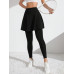 SHEIN Ежедневные повседневные однотонные спортивные леггинсы 2 в 1 с высокой талией, черный