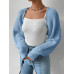SHEIN EZwear Однотонный базовый укороченный кардиган с открытой передней частью, пыльный синий SHEIN EZwear Однотонный базовый укороченный кардиган с открытой передней частью, пыльный синий