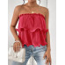 SHEIN Essnce женский однотонный плиссированный топ без бретелек, красный