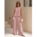 SHEIN LUNE Женский однотонный повседневный комплект из двух предметов свободного кроя, пыльный розовый SHEIN LUNE Женский однотонный повседневный комплект из двух предметов свободного кроя, пыльный розовый