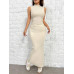 SHEIN EZwear Черное вязаное женское платье приталенного кроя, абрикос