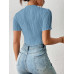 SHEIN Трикотажное боди из однотонной ребристой ткани Frenchy, синий