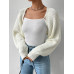 SHEIN EZwear Однотонный базовый укороченный кардиган с открытой передней частью, белый SHEIN EZwear Однотонный базовый укороченный кардиган с открытой передней частью, белый