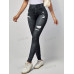 SHEIN LUNE Женские вязаные леггинсы с цветочным принтом, черный SHEIN LUNE Женские вязаные леггинсы с цветочным принтом, черный