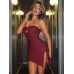 SHEIN ICON Облегающее мини-платье с асимметричным подолом и завязками по бокам, бургундия