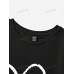 SHEIN Essnce Повседневная женская футболка с круглым вырезом и короткими рукавами с буквенным принтом, черный