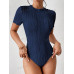 SHEIN Трикотажное боди из однотонной ребристой ткани Frenchy, темно-синий