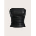 SHEIN Coolane - женский однотонный плиссированный топ без бретелек, черный