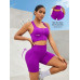 SHEIN Yoga Базовый женский однотонный жилет и шорты с открытой спиной, красный фиолетовый