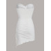 SHEIN ICON Облегающее мини-платье с асимметричным подолом и завязками по бокам, белый