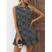 SHEIN LUNE Женское прямое платье с цветочным принтом и рюшами по краю, черный