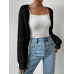 SHEIN EZwear Однотонный базовый укороченный кардиган с открытой передней частью, черный SHEIN EZwear Однотонный базовый укороченный кардиган с открытой передней частью, черный