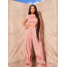 SHEIN SXY Женская укороченная футболка однотонного цвета и широкие плиссированные брюки 2 шт./компл., розовый
