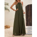 SHEIN LUNE Женское модное однотонное платье с бретелькой на шее, армейский зеленый