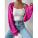 SHEIN EZwear Однотонный базовый укороченный кардиган с открытой передней частью, ярко-розовый SHEIN EZwear Однотонный базовый укороченный кардиган с открытой передней частью, ярко-розовый