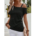 SHEIN Clasi Асимметричная футболка с воротником и пуговицами, черный SHEIN Clasi Асимметричная футболка с воротником и пуговицами, черный