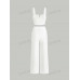 SHEIN MOD: женская однотонная майка на бретельках и узкие брюки, белый SHEIN MOD: женская однотонная майка на бретельках и узкие брюки, белый