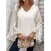 SHEIN Clasi Swiss Блузка с рукавами-колокольчиками и запахом в горошек, абрикос