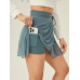 SHEIN VARSITY Спортивная теннисная базовая сетка с поясом и юбкой, бирюзовый синий