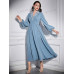 SHEIN Modely Женское платье прямого кроя с рукавами-фонариками и бисером, синий SHEIN Modely Женское платье прямого кроя с рукавами-фонариками и бисером, синий