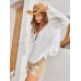 SHEIN BohoFeels Женская однотонная текстурированная рубашка в стиле пэчворк, белый