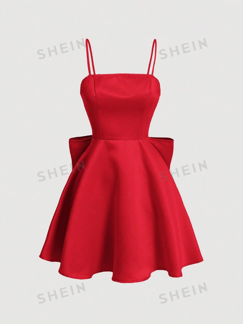 SHEIN MOD женское однотонное платье на бретельках с бабочкой и декором, бургундия