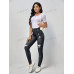 SHEIN LUNE Женские вязаные леггинсы с цветочным принтом, черный SHEIN LUNE Женские вязаные леггинсы с цветочным принтом, черный