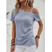 SHEIN Clasi Асимметричная футболка с воротником и пуговицами, синий SHEIN Clasi Асимметричная футболка с воротником и пуговицами, синий