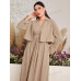 SHEIN Mulvari Однотонное платье с V-образным вырезом и жакетом на пуговицах, абрикос