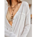SHEIN BohoFeels Женская однотонная текстурированная рубашка в стиле пэчворк, белый