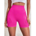 SHEIN Однотонные спортивные шорты с высокой талией для отдыха, ярко-розовый